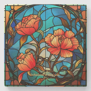 Maak je eigen glas-in-lood lente papegaai tulpen stenen onderzetter