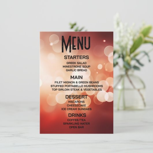 Maak je eigen Goud Rode Bokeh Menu (Staand voorkant)