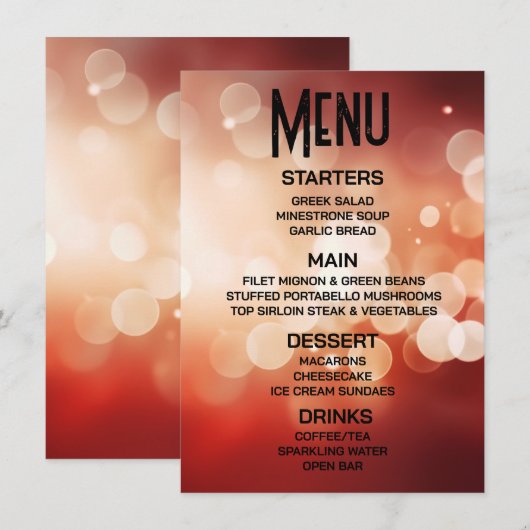 Maak je eigen Goud Rode Bokeh Menu (Voorkant / Achterkant)