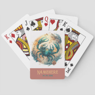 Maak je eigen goud & teal mystieke Kanker sterrenb Pokerkaarten