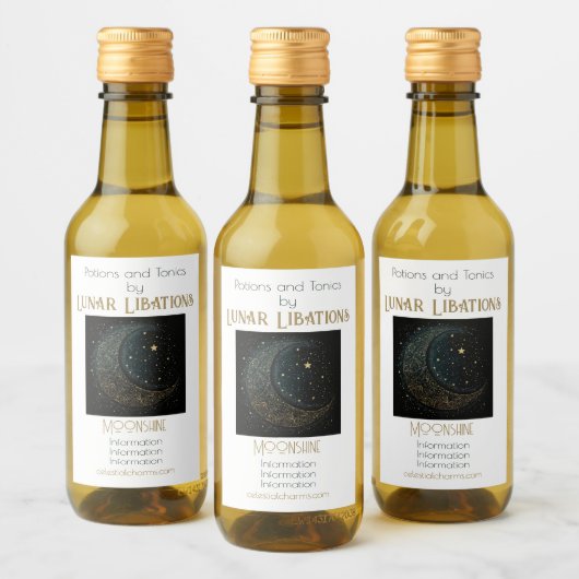 Maak Je Eigen Gouden Filigraan Maan Hemels Hemelli Wijn Etiket (Flessen)