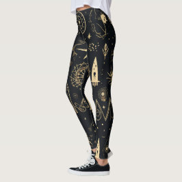 Maak Je Eigen Gouden Paganistische Symbolen Zwart Leggings