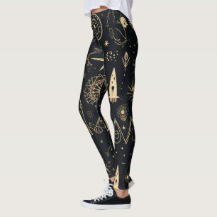 Maak Je Eigen Gouden Paganistische Symbolen Zwart Leggings