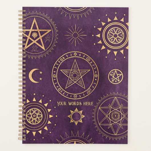 Maak Je Eigen Gouden Pentacles Maan Paars Planner (Voorkant)