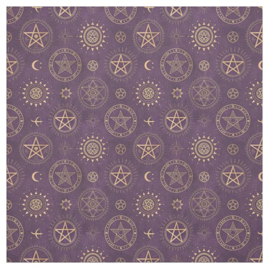 Maak Je Eigen Gouden Pentacles Maan Paars Stof (Swatch)