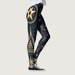 Maak Je Eigen Gouden Tribale Heidense Symbolen Zwa Leggings