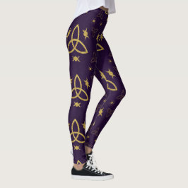 Maak Je Eigen Gouden Triquetra Maan Godin Paars Leggings