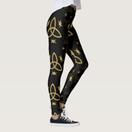 Maak Je Eigen Gouden Triquetra Maan Godin Zwart Leggings
