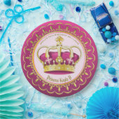 Maak je eigen goudroze parelparels meisje papieren bordje (Feest)