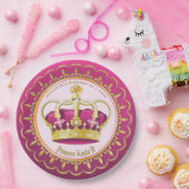 Maak je eigen goudroze parelparels meisje papieren bordje (Feest)