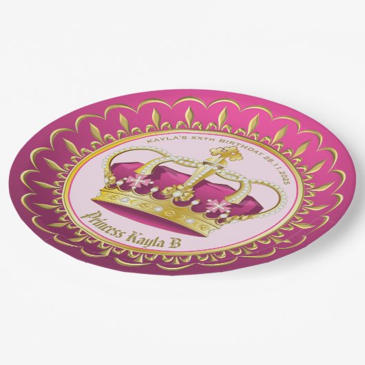 Maak je eigen goudroze parelparels meisje papieren bordje (Gekanteld)