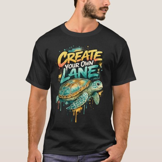 Maak Je Eigen Graffiti Zeeschildpad T-shirt (Voorkant)