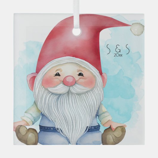 Maak je eigen grappige Kerstgnoom Glas Ornament (Voorkant)