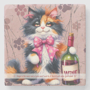 Maak je eigen grappige Mr Tipsy Calico Kat Wijn Stenen Onderzetter
