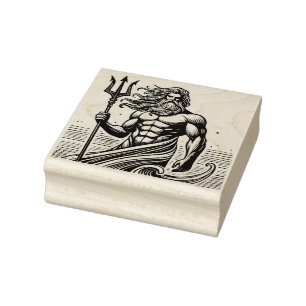 Maak Je Eigen Griekse God Poseidon Oceaan Embleem Rubberstempel