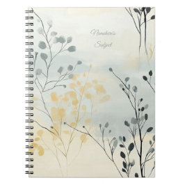 Maak Je Eigen Grijs Blauw Geel Bloemrijk Minimalis Notitieboek