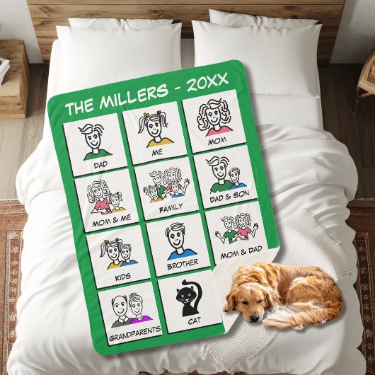 Maak je eigen groene Instant Photo Family Collage Sherpa Deken