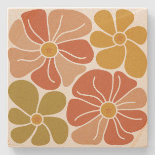 Maak Je Eigen Groovy Retro Vredesbloemen Bloemig Stenen Onderzetter