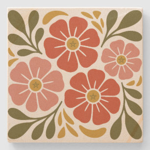 Maak Je Eigen Groovy Retro Vredesbloemen Stenen Onderzetter