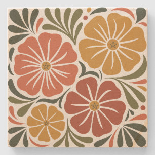 Maak Je Eigen Groovy Retro Wilde Bloemen Bloem Stenen Onderzetter
