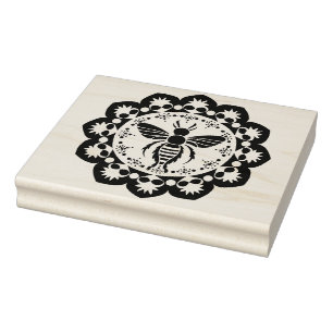 Maak Je Eigen Handgetekende Bloemrijke Honingbij Rubberstempel