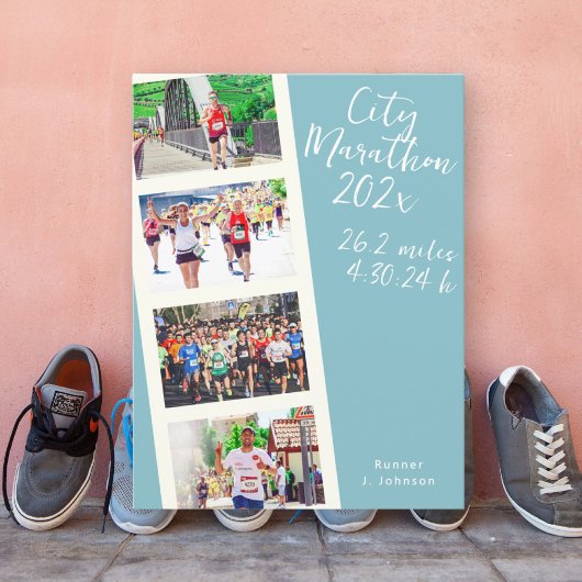 Maak je eigen hardloopfoto van de marathon op een  briefkaart