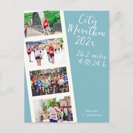 Maak je eigen hardloopfoto van de marathon op een  briefkaart (Voorkant)