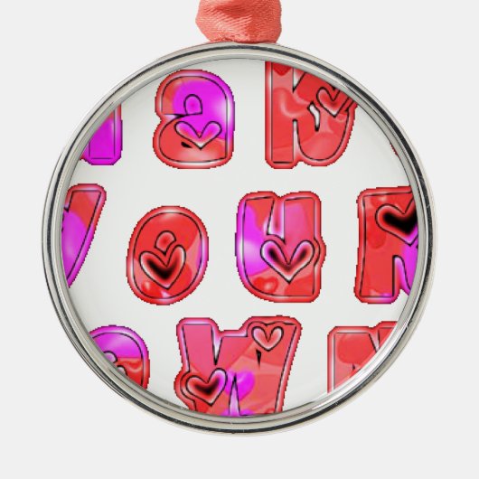 Maak je eigen hart Art Print Design Metalen Ornament (Voorkant)