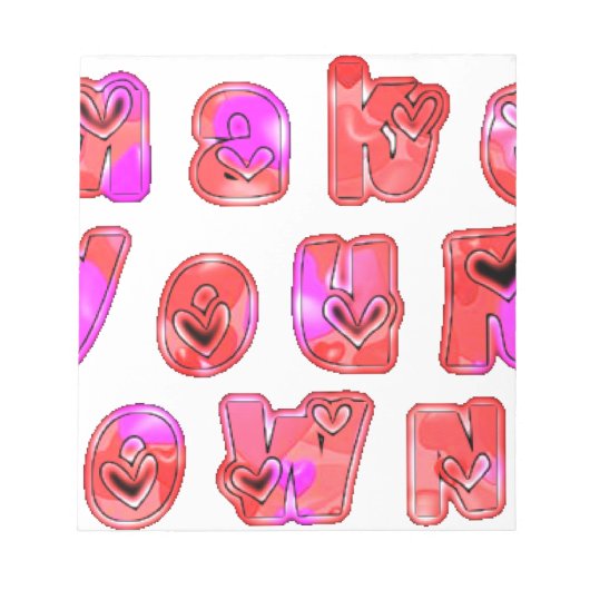 Maak je eigen hart Art Print Design Notitieblok (Voorkant)