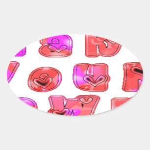 Maak je eigen hart Art Print Design Ovale Sticker