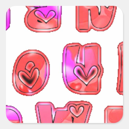 Maak je eigen hart Art Print Design Vierkante Sticker (Voorkant)