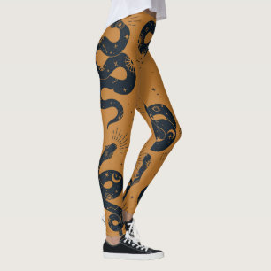 Maak Je Eigen Heilige Zwarte Slangen Oranje Leggings
