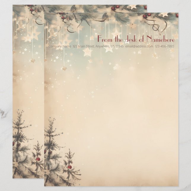 Maak je eigen Hemelse Winter Joelbomen Briefhoofd (Voorkant / Achterkant)