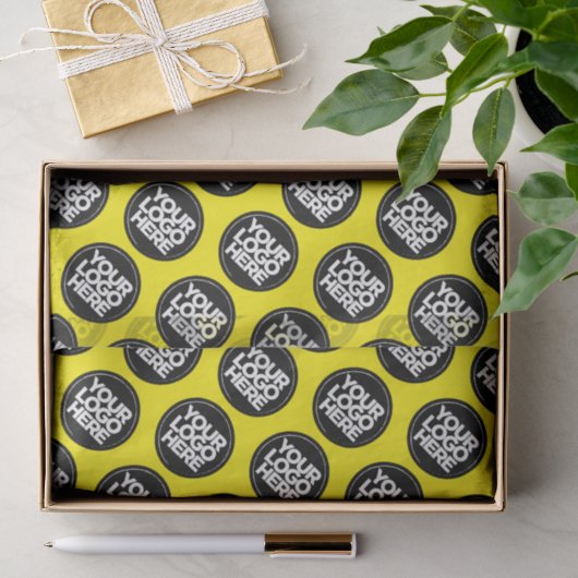 Maak je eigen Herhalende Logo Achtergrond Geel Tissuepapier (Geschenk)