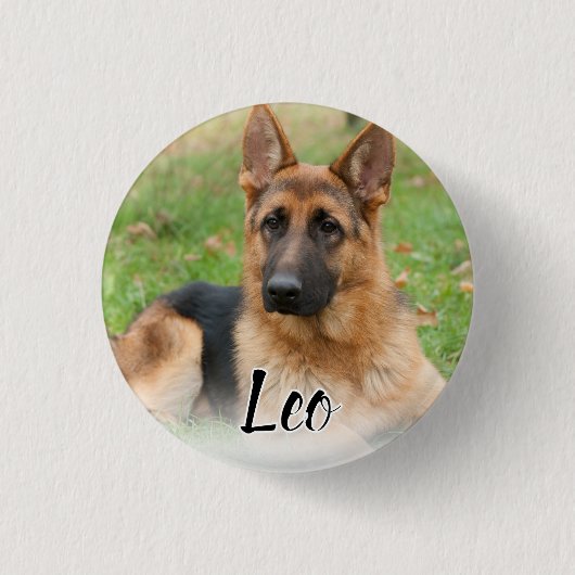 Maak Je Eigen Huisdier Foto Aangepaste Foto Naam Ronde Button 3,2 Cm (Voorkant)
