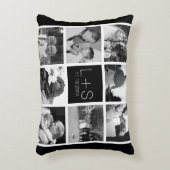 Maak Je Eigen Huwelijksfotocollage Monogram Decoratief Kussen (Voorkant(Verticaal))