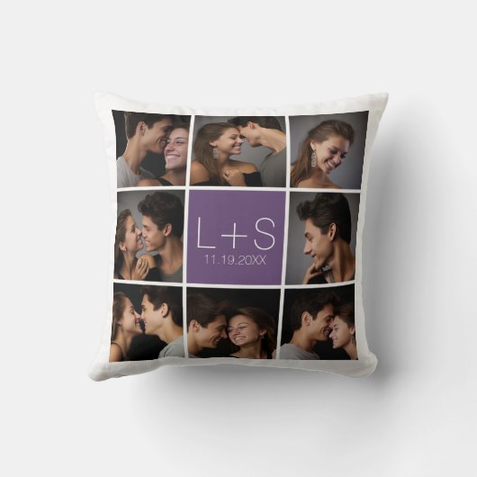 Maak Je Eigen Huwelijksfotocollage Monogram Kussen (Achterkant)