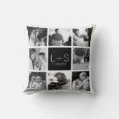 Maak Je Eigen Huwelijksfotocollage Monogram Kussen (Voorkant)