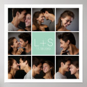 Maak Je Eigen Huwelijksfotocollage Monogram Poster (Voorkant)