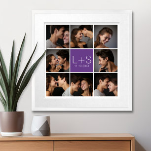 Maak Je Eigen Huwelijksfotocollage Monogram Poster