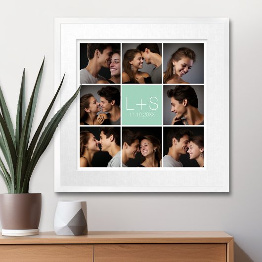 Maak Je Eigen Huwelijksfotocollage Monogram Poster