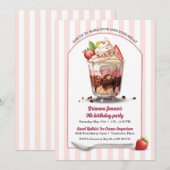 Maak je eigen Ice Cream Sundae verjaardagsfeestje Kaart (Voorkant / Achterkant)