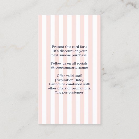 Maak je eigen Ice Cream Sundae verjaardagsfeestje Visitekaartje (Achterkant)