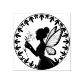 Maak Je Eigen Ingelijste Lelie Bloem Fee Rubberstempel (Afrduk)