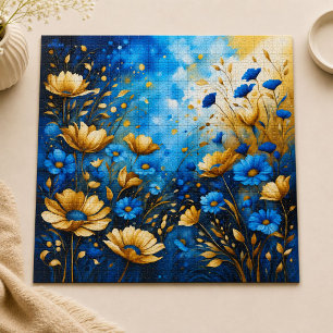 maak je eigen inspirerende quote,blauwe bloemen legpuzzel