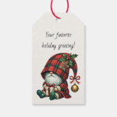 Maak Je Eigen Jingle Kerstmis Plaid Gnoom Cadeaulabel (Achterkant)