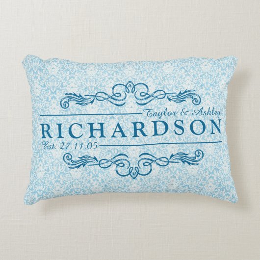 Maak je eigen Jubileum monogram op het Damask Wedd Decoratief Kussen (Voorkant)