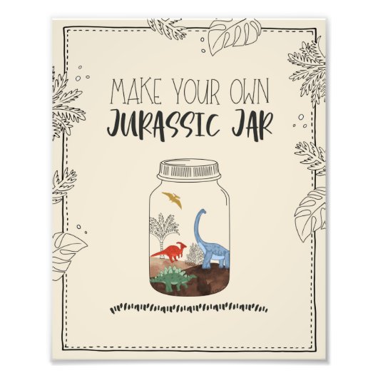 Maak Je Eigen Jurassic Jar Dinosaur Verjaardagsbor Foto Afdruk (Voorkant)