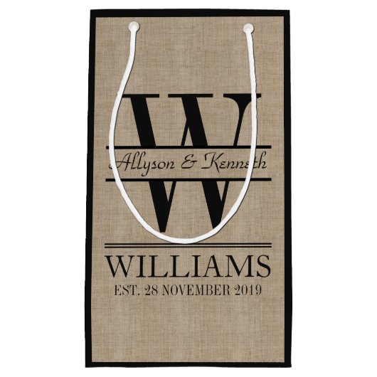 Maak Je Eigen Jute Logo Jubileum Monogram Klein Cadeauzakje (Voorkant)