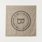 Maak Je Eigen Jute Logo Jubileum Monogram Wandkleed (Voorkant (horizontaal))